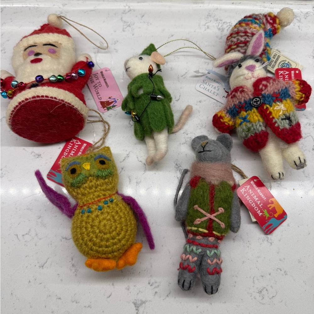 Wool Felt Animal Christmas Ornaments Set - Multicolor World Market